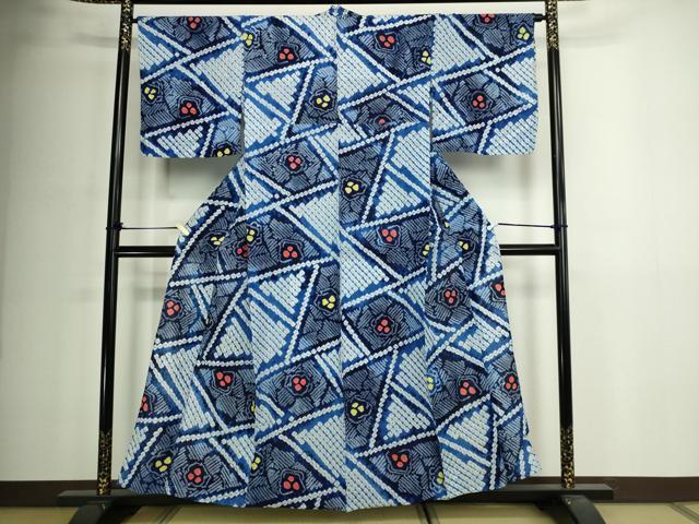 平和屋着物∴夏物 浴衣 有松鳴海絞り 舞花文 綿 逸品 DABJ6144sf