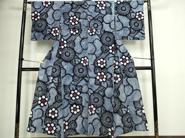 平和屋着物∴夏物 浴衣 有松鳴海絞り 舞花文 綿 逸品 DABJ6143sf