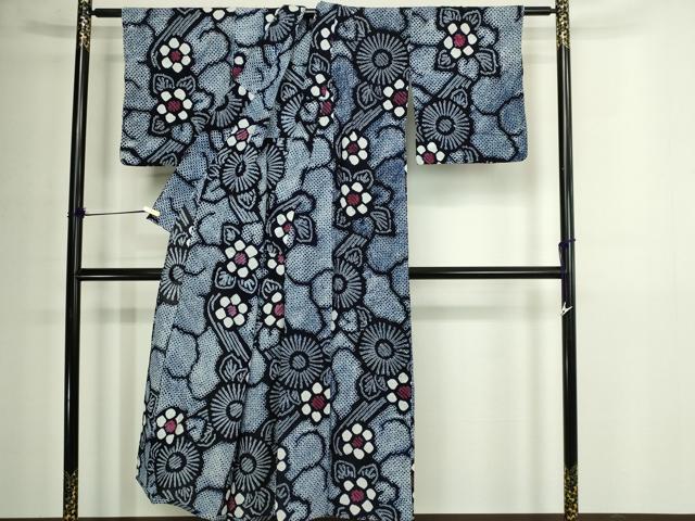 平和屋着物∴夏物 浴衣 有松鳴海絞り 舞花文 綿 逸品 DABJ6143sf