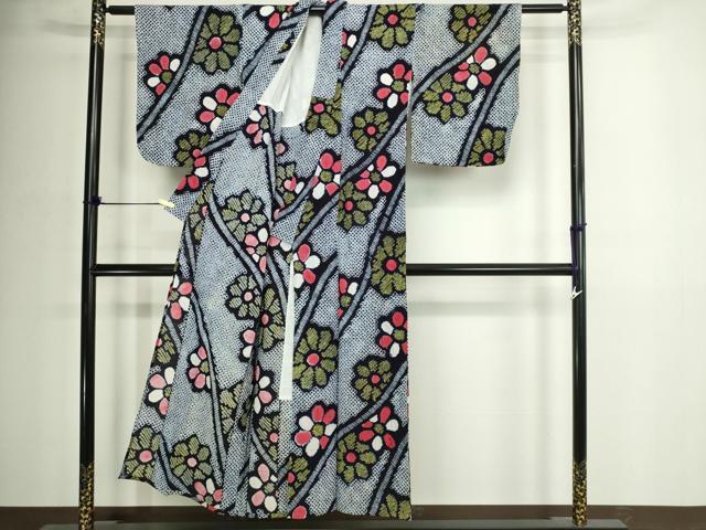 平和屋着物∴夏物 浴衣 有松鳴海絞り 舞花文 綿 逸品 DABJ6129sf