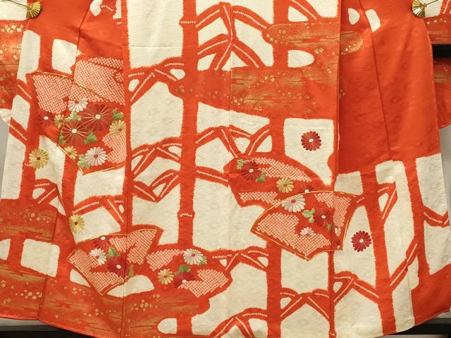 平和屋着物■豪華振袖 駒刺繍 絞り 地紙花文 金彩 正絹 逸品 DABH3511qp