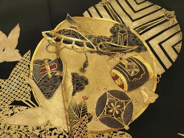 平和屋着物■豪華黒留袖 駒刺繍 飛鶴 宝尽くし 金彩 さが美扱い 正絹 逸品 DABJ5551qp