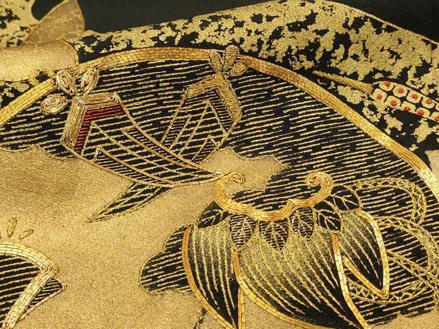 平和屋着物■豪華黒留袖 駒刺繍 飛鶴 宝尽くし 金彩 さが美扱い 正絹 逸品 DABJ5551qp
