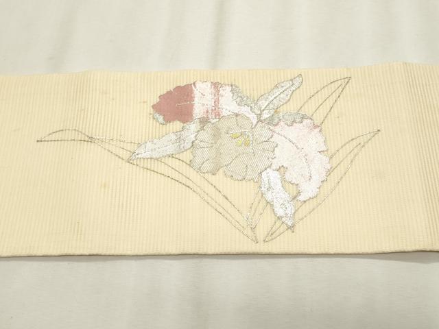 平和屋着物*夏物 佐賀錦 つけ帯 駒刺繍 草花文 金銀糸 正絹 逸品 CABL2313fb