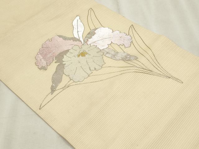 平和屋着物*夏物 佐賀錦 つけ帯 駒刺繍 草花文 金銀糸 正絹 逸品 CABL2313fb