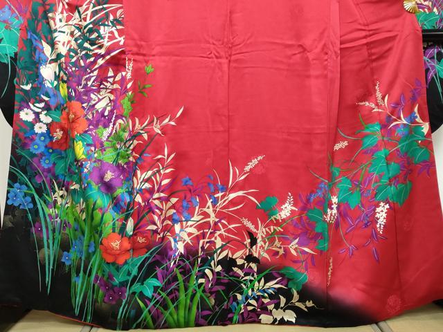 平和屋着物●豪華振袖 駒刺繍 草花文 暈し染め 金彩 正絹 逸品 DABI9924ud