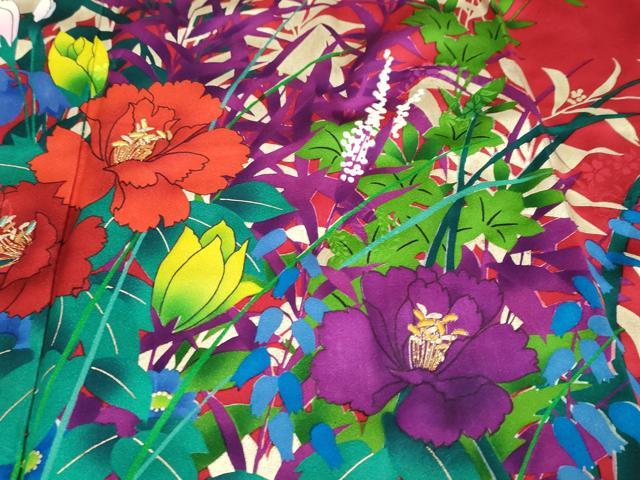 平和屋着物●豪華振袖 駒刺繍 草花文 暈し染め 金彩 正絹 逸品 DABI9924ud