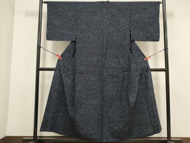 平和屋着物▽結城紬 単衣 枝花文 正絹 逸品 DABK1010cd