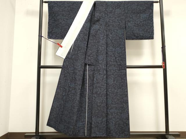 平和屋着物▽結城紬 単衣 枝花文 正絹 逸品 DABK1010cd