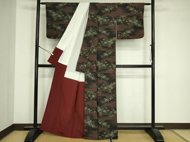 平和屋着物■上質な紬 霞花文 正絹 逸品 DABJ9113ya