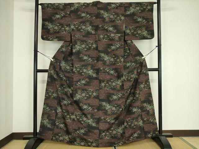 平和屋着物■上質な紬 霞花文 正絹 逸品 DABJ9113ya
