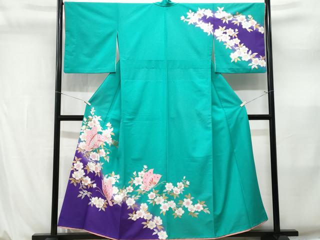 平和屋着物■訪問着 舞蝶草花文 金銀彩 洗える着物 CABL7207fb