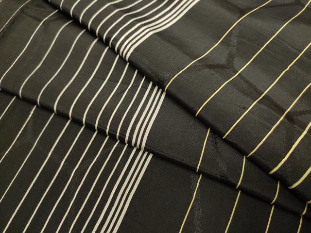 平和屋着物▽小紋 単衣 間道 黒地 洗える着物 DABK1080cd