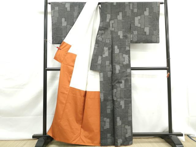 平和屋着物■本場大島紬 7マルキ 幾何学文 正絹 逸品 DABJ5459qa