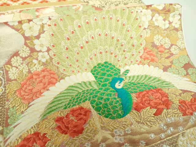 平和屋着物▼六通柄袋帯 唐織 東照宮参内 金糸 正絹 逸品 DABI6815ps