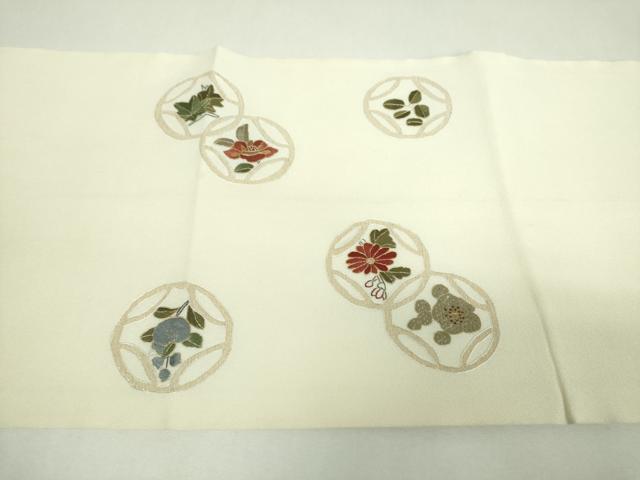 平和屋着物▼中国三大刺繍 相良刺繍 総刺繍 九寸開き名古屋帯 絽刺し 七宝花文 金糸 正絹 逸品 DABJ8002ps