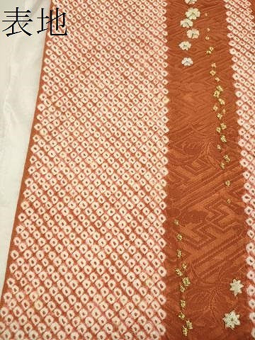 平和屋着物●小紋 解き反物 総絞り 刺繍 楓花文 金糸 着尺 逸品 CABL2653ju