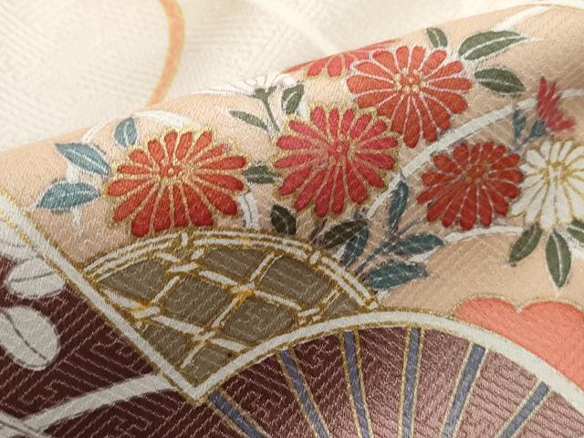 平和屋着物■訪問着 扇面御所車花文 暈し染め 金彩 正絹 逸品 DABJ5506qa