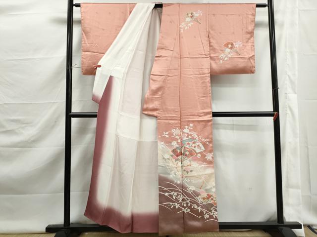 平和屋着物■訪問着 扇面御所車花文 暈し染め 金彩 正絹 逸品 DABJ5506qa