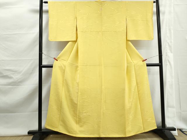 平和屋着物■上質な色無地 流水地紋 黄支子色 正絹 逸品 DABJ5486qa