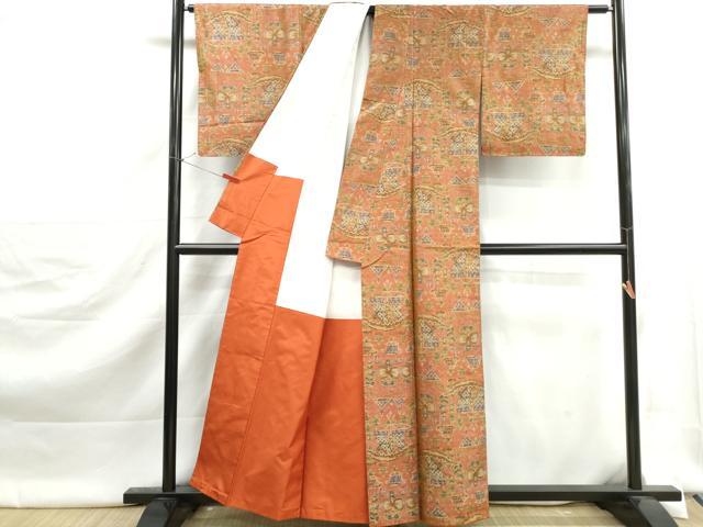 平和屋着物■本場大島紬 抽象花文 舟 正絹 逸品 DABJ5492qa