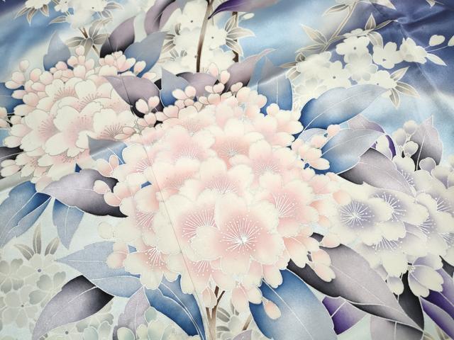 平和屋着物●豪華振袖 枝桜花文 暈し染め 銀彩 正絹 逸品 DABJ5489qa