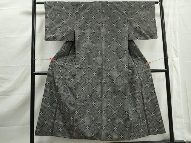 平和屋着物■本場村山大島紬 花菱文 正絹 逸品 DABJ5494qa