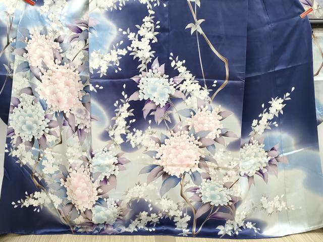 平和屋着物●豪華振袖 枝桜花文 暈し染め 銀彩 正絹 逸品 DABJ5489qa