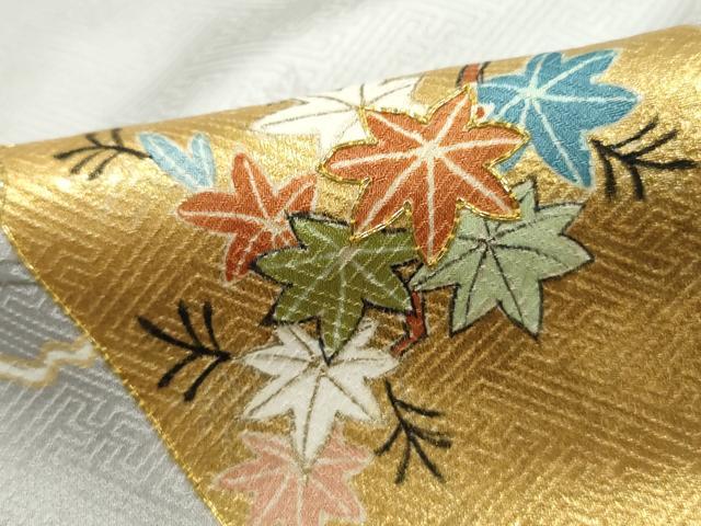 平和屋着物■訪問着 駒刺繍 破れ色紙花文 金彩 正絹 逸品 DABJ5516qa