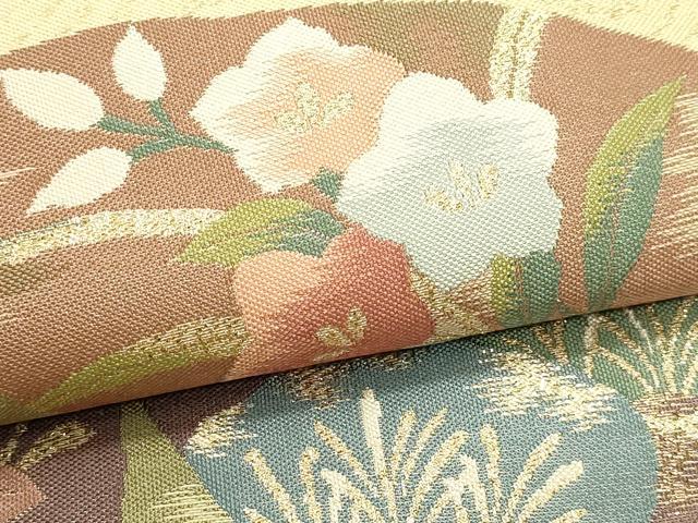 平和屋本店▼六通柄袋帯 紹巴 草花文 本金箔 正絹 逸品 DABJ6167sf