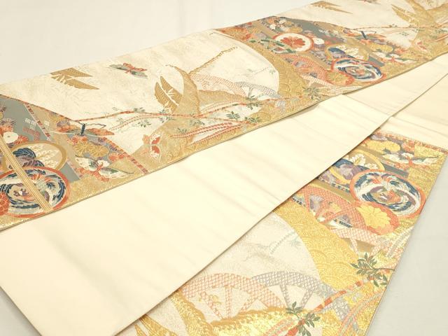 平和屋本店六通柄袋帯 唐織 九百錦 丸紋立波小袖 本金箔 正絹 逸品 DABJ6189sf