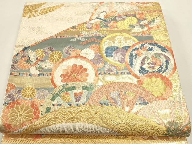 平和屋本店六通柄袋帯 唐織 九百錦 丸紋立波小袖 本金箔 正絹 逸品 DABJ6189sf