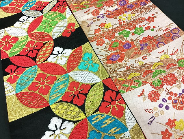 平和屋着物■子供帯 まとめて 35点 鶴 尾長鳥 松竹梅 花柄 七宝 正倉院 アンティーク 佐賀錦 金銀糸 など 着用可能多数 未使用品有 mmm1453