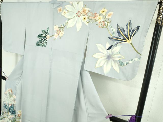 平和屋本店●極上 染刺工芸 大羊居 東京友禅 訪問着 刺繍 草花文 淡藤色地 金糸 逸品 DZAB4040kh6