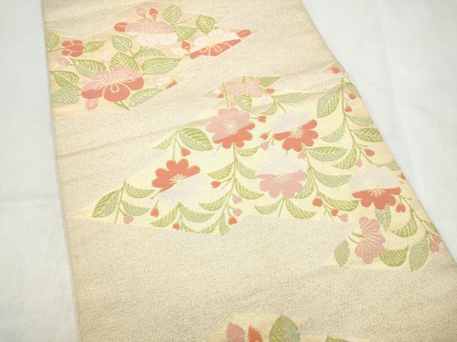 平和屋着物●織物一筋名門 織悦 全通柄 本袋帯 枝垂れ花文 金糸 正絹 逸品 CABL9875hy