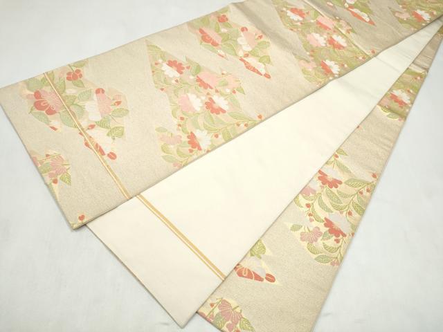 平和屋着物●織物一筋名門 織悦 全通柄 本袋帯 枝垂れ花文 金糸 正絹 逸品 CABL9875hy