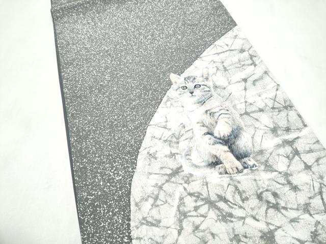平和屋着物●太鼓柄袋帯 猫 正絹 逸品 CABL9884hy