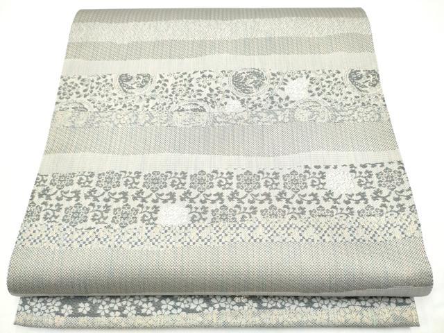 平和屋着物●西陣 とみや織物謹製 とみや帯 全通柄袋帯 横段花唐草文 銀糸 正絹 逸品 CABL9886hy