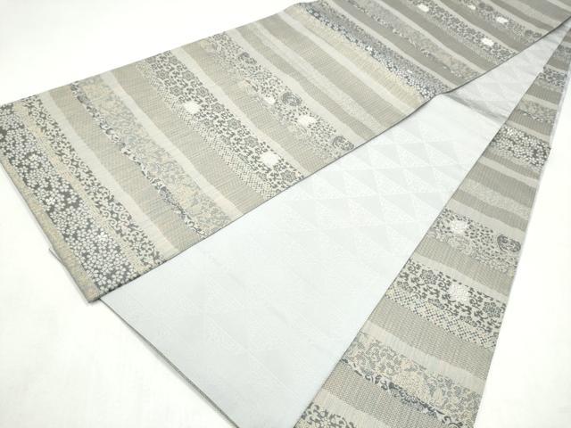 平和屋着物●西陣 とみや織物謹製 とみや帯 全通柄袋帯 横段花唐草文 銀糸 正絹 逸品 CABL9886hy