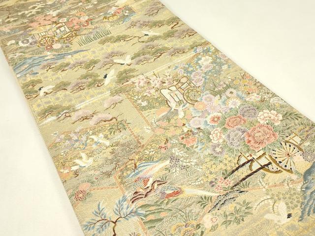 平和屋着物▼六通柄袋帯 屏風御車文 金銀糸 正絹 逸品 DABJ1689az