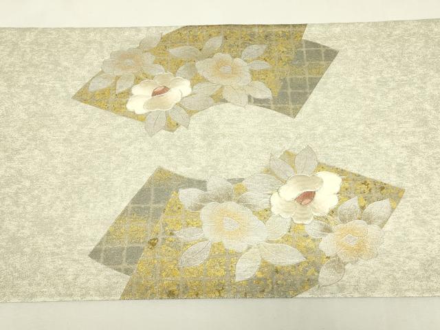 平和屋着物▼佐賀錦 総刺繍 太鼓柄袋帯 駒刺繍 草花文 金銀彩 正絹 逸品 DABJ1694az