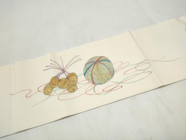 平和屋着物●塩瀬 九寸名古屋帯 作家物 手描き 犬 正絹 逸品 CABL9999hy