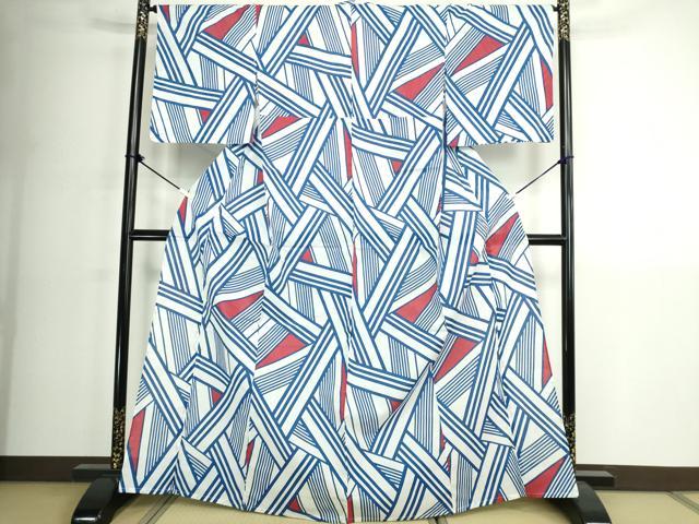 平和屋着物∴夏物 浴衣 幾何学文 綿 逸品 DABK1106cd