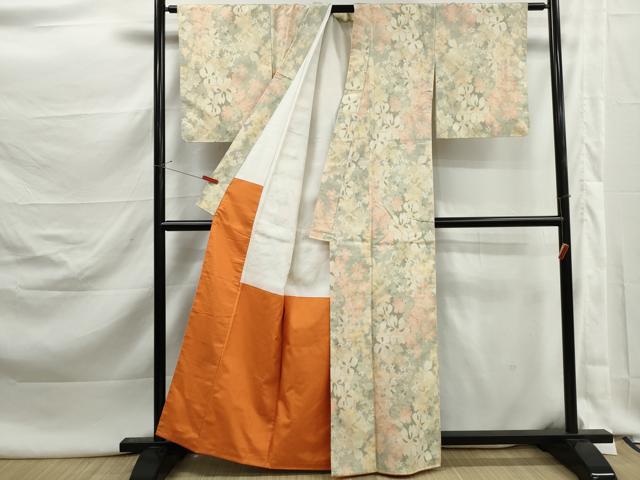 平和屋着物■上質な紬 草花文 正絹 逸品 DABK3069qa