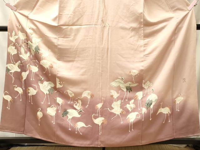 平和屋着物■豪華色留袖 作家物 駒刺繍 群鶴 暈し染め 金彩 正絹 逸品 CABM0842oy