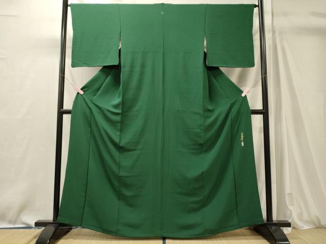 平和屋着物■本草木染め作家 瑞峰 色無地 萌葱色 三越扱い 正絹 逸品 CABM0896oy