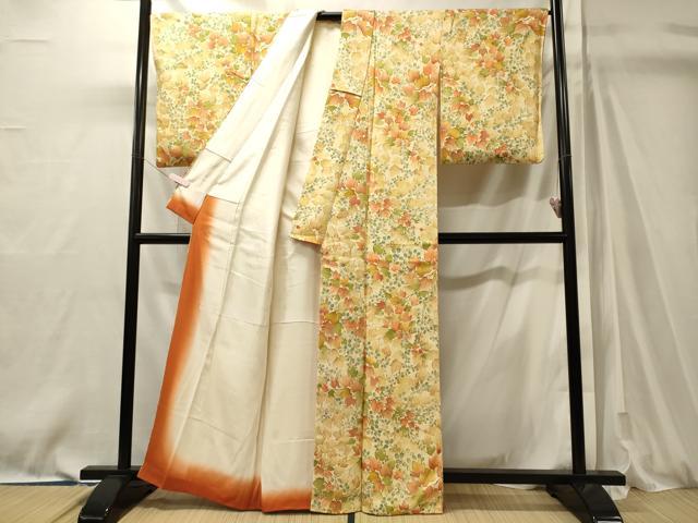 平和屋着物■上質な小紋 枝葉文 正絹 逸品 CABM0895oy