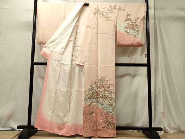 平和屋着物■訪問着 鳳凰籬草花文 暈し染め 金彩 正絹 逸品 CABM0891oy