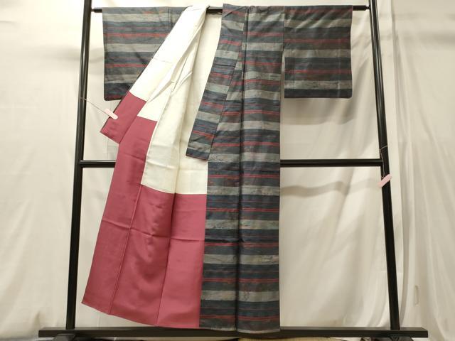 平和屋着物■本場大島紬 横段文 正絹 逸品 CABM0851oy