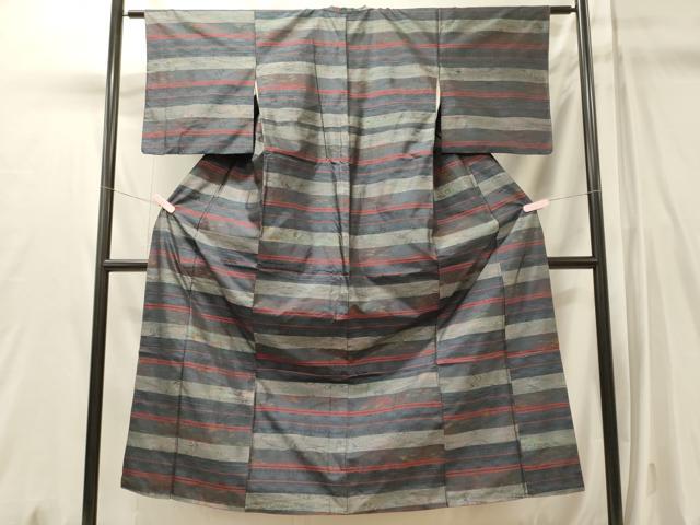 平和屋着物■本場大島紬 横段文 正絹 逸品 CABM0851oy